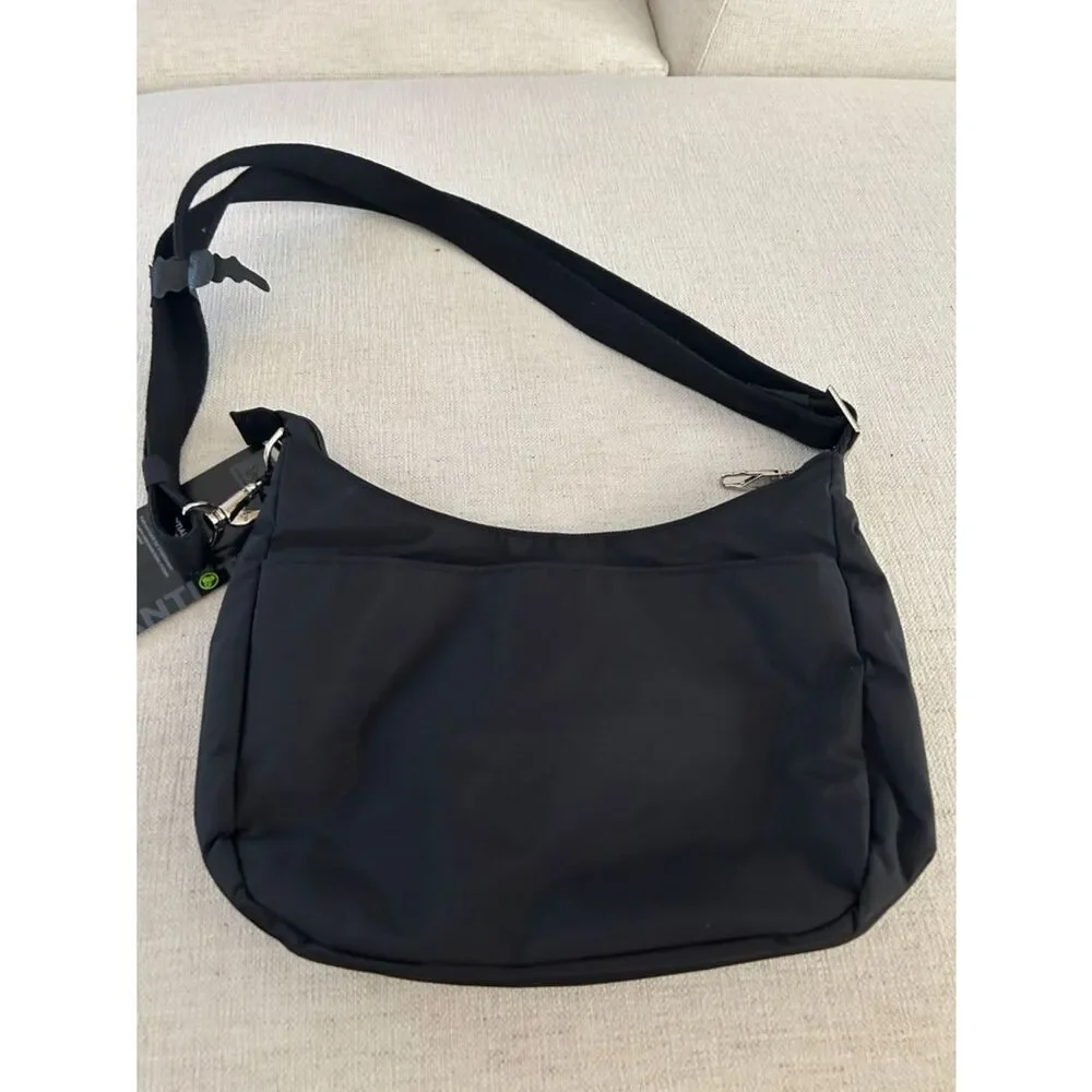 Travelon Anti-Theft Essentials East/West Small Hobo Bag, Black, NWT